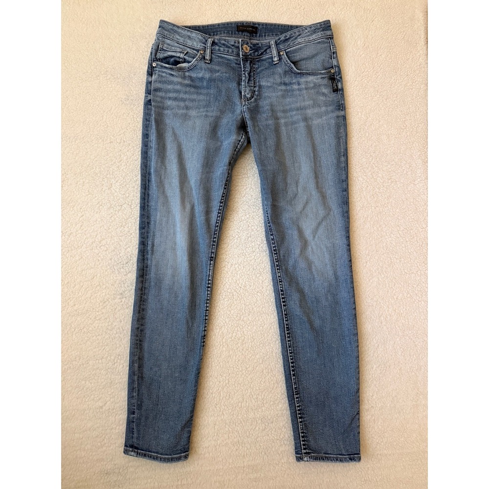 Silver Jeans Co. Boyfriend Jeans Womens 30 Blue Light Wash Relaxed Stretch Denim